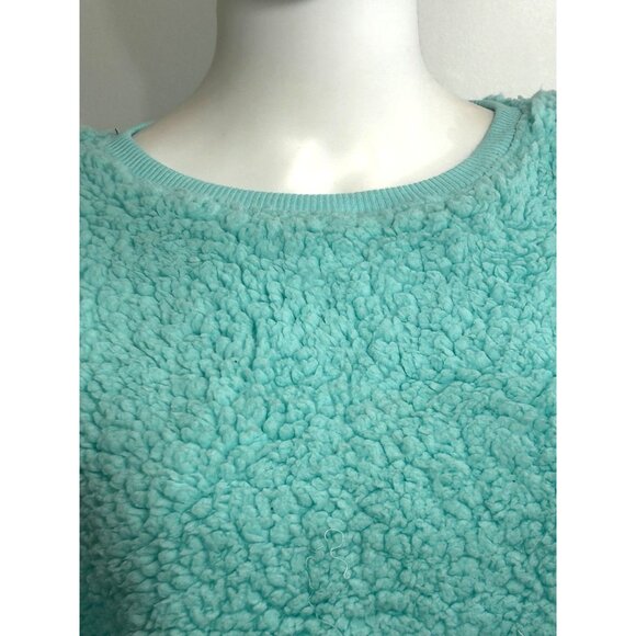 So Intimates Women’s Sweatshirt Blue Green M Sherpa Soft Cozy Casual Round Neck - Picture 8 of 13